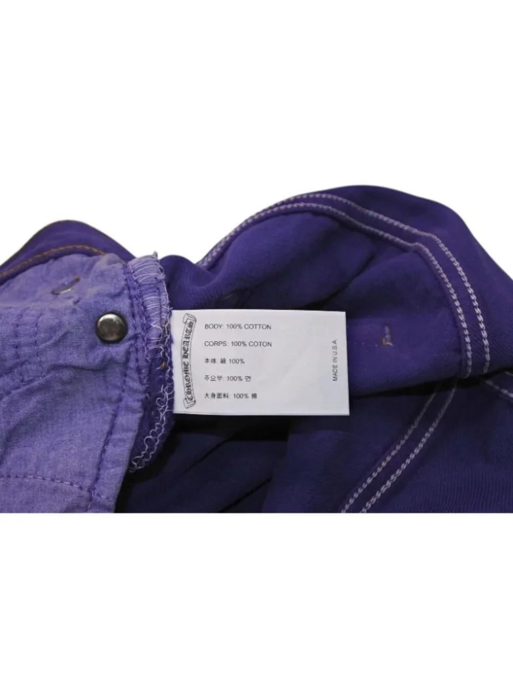 Chrome Hearts Levi's Denim Pants Crossball Purple Cotton 925 Sterling Silver 38